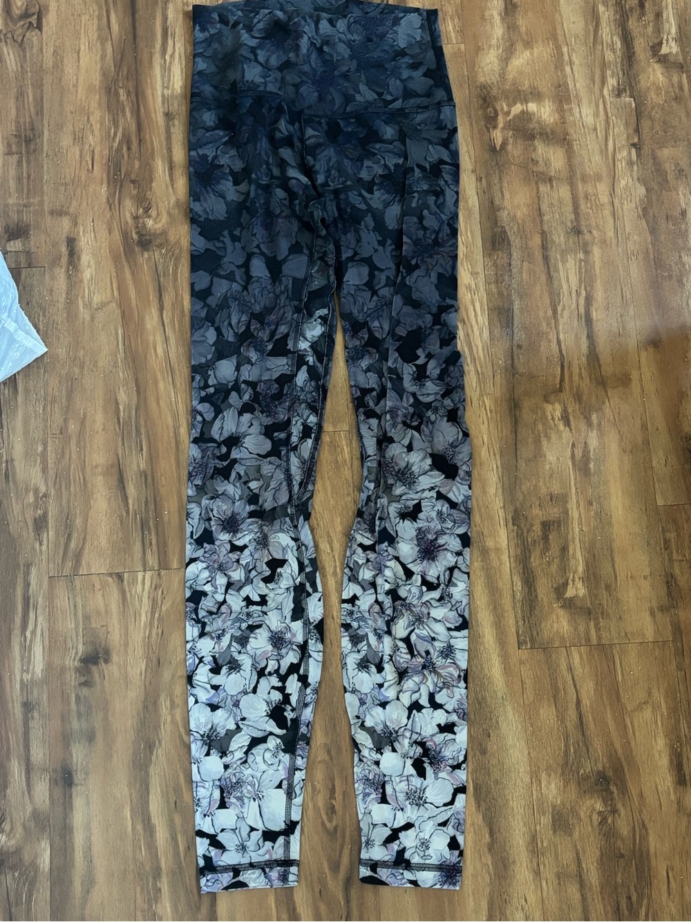 lululemon athletica Black and Gray Floral Ombre Leggings